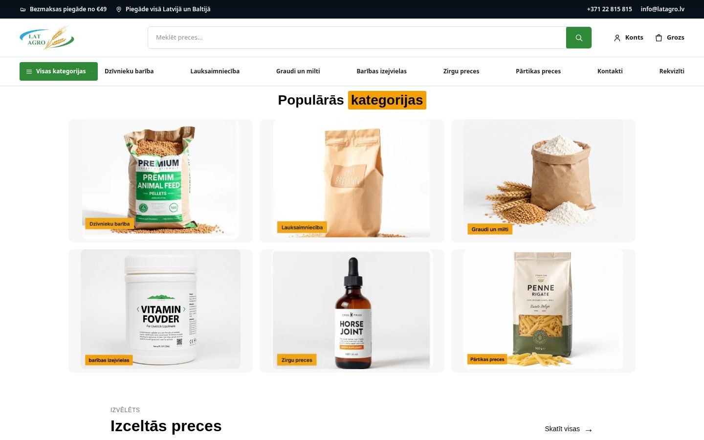 Latagro mājaslapas priekšskatījums